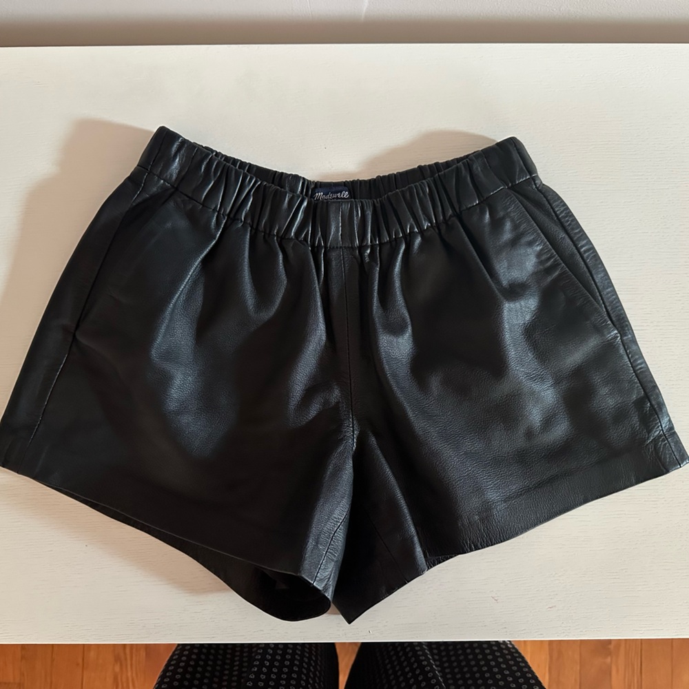 Madewell Black Leather Shorts